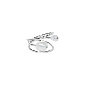 Серебристое кольцо-спираль с барочным жемчугом