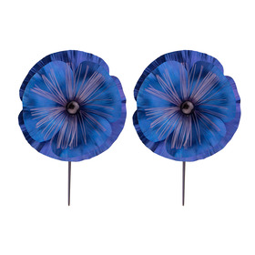 Синие серьги-цветы из титана с черным жемчугом Titanium Flower