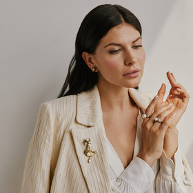 Позолоченное кольцо Iris Fiorentino с жемчугом и фианитами