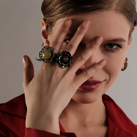 Позолоченное кольцо Beatrice с нефритом