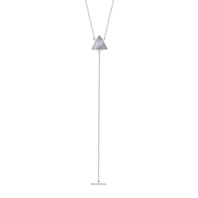 Колье-галстук из серебра с треугольником и плоским светлым перламутром