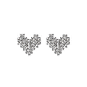 Серебристые серьги-сердца из кристаллов