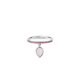 Кольцо-дорожка из серебра с каплей розового кварца