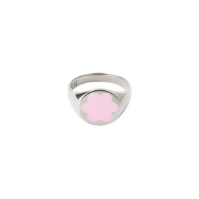 Кольцо-печатка из серебра розовая незабудка