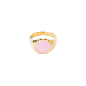 Позолоченная кольцо-печатка из серебра розовая незабудка