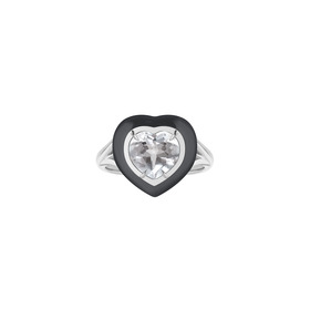 Кольцо из серебра с горным хрусталем и черной эмалью