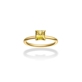 Позолоченное кольцо с желтым фианитом