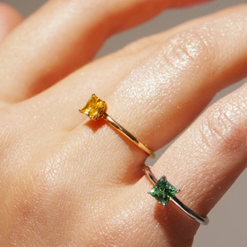 Позолоченное кольцо с желтым фианитом
