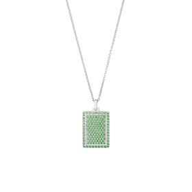 Прямоугольный медальон из серебра с зелеными кристаллами