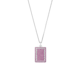 Прямоугольный медальон из серебра с розовыми кристаллами