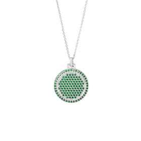 Медальон-круг из серебра с зелеными кристаллами