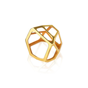 Позолоченное безразмерное кольцо-подвеска из серебра “CELL MONO”