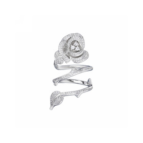 Серебристое кольцо-роза SECRET GARDEN