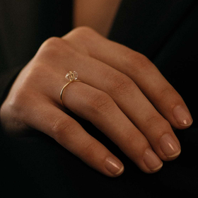 Золотое кольцо Mini с херкимерскими алмазами