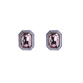 Серебристые серьги с розовыми кристаллами и белой эмалью