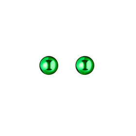 Зеленые пусеты с шариками из серебра