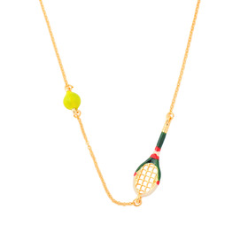 Золотистая цепочка с эмалированной фигуркой теннисной ракетки зеленого цвета