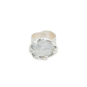 Кольцо с серебряным покрытием с натуральным жемчугом с волнами
