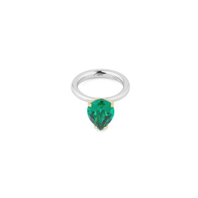 Биколорное кольцо из серебра с вставкой из зеленого кристалла