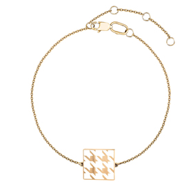 Покрытый лимонным золотом двусторонний серебряный браслет «гусиная лапка» из лавандовой и белой эмали