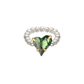 Кольцо Love Ring Green из жемчуга с кристаллом-сердцем
