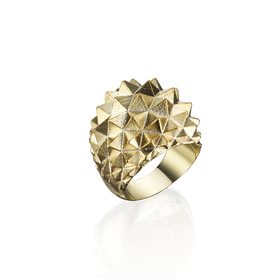 Золотистое кольцо из серебра с шипами "Грозный"