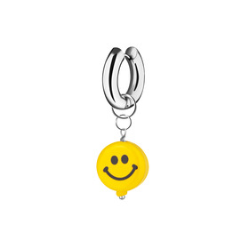 Серебристая моносерьга с желтой подвеской Smile