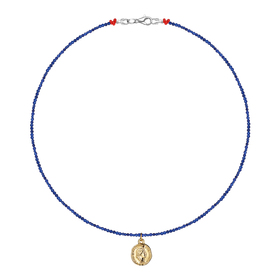 Синее сколье с золотистой подвеской Sapphire Pendant
