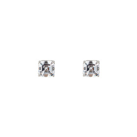 Серебристые серьги с белыми кристаллами