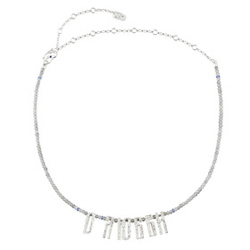 Посеребренное ожерелье «О ЛЮБВИ» из бронзы с лабрадоритом и вставками танзанита