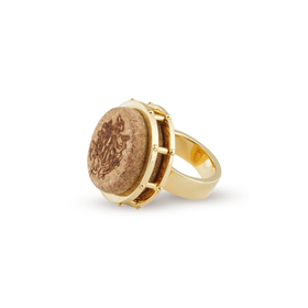 Позолоченное кольцо CORK из бронзы "Бочка"