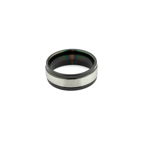 Черное стальное кольцо с широкой полоской