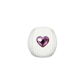 Белое дутое кольцо с кристаллами-сердцами COR WHITE RING