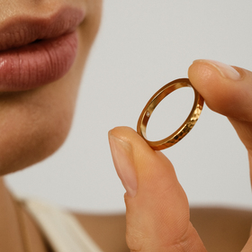 Позолоченное мужское обручальное кольцо с бриллиантом