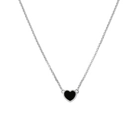 Подвеска Stone Heart из белого золота с черным агатом