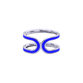 Кольцо свобода из серебра с синей с эмалью