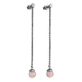 Серебряные серьги «Сладкая вата» с розовым халцедоном