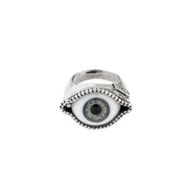 Серебряное кольцо с зеленым глазом