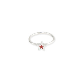 Кольцо-звезда из серебра с красной эмалью