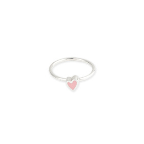 Кольцо из серебра с розовым сердцем эмаль