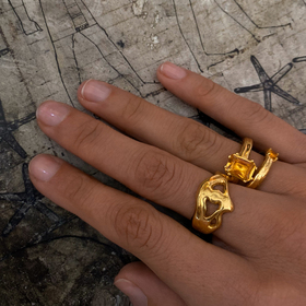 Позолоченное кольцо ANCIENT SOUL с желтым цитрином
