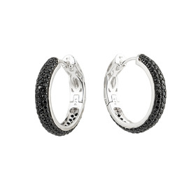 Серебряные серьги-кольца с черными кристаллами