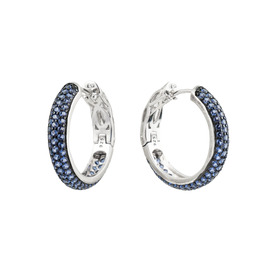 Серебряные серьги-кольца с синими кристаллами