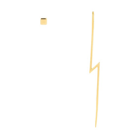 Асимметричные золотые серьги в виде стрелы с желтым кристаллом