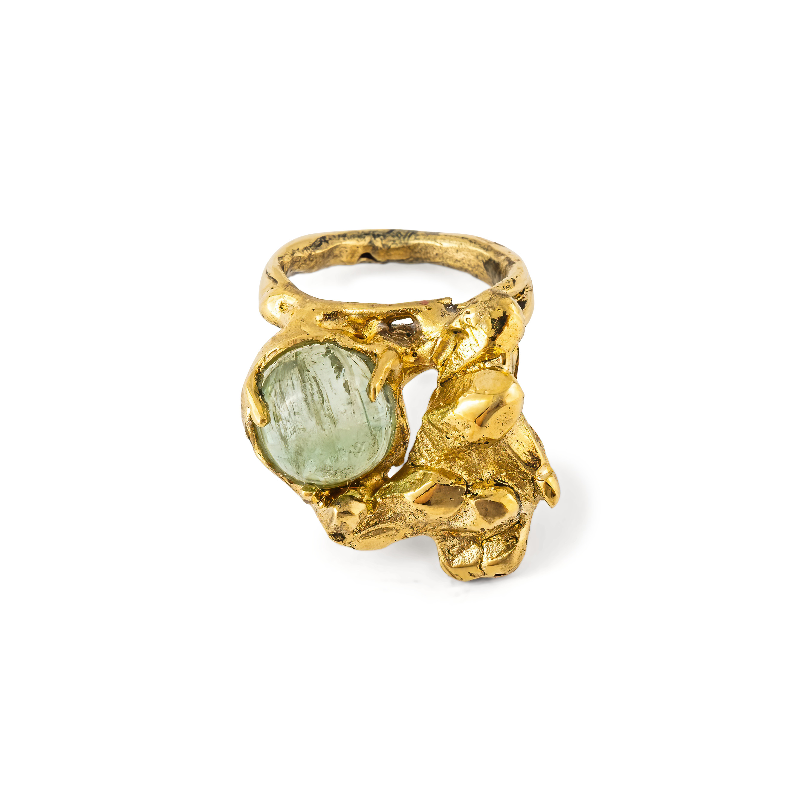 Brass ring with aquamarine
