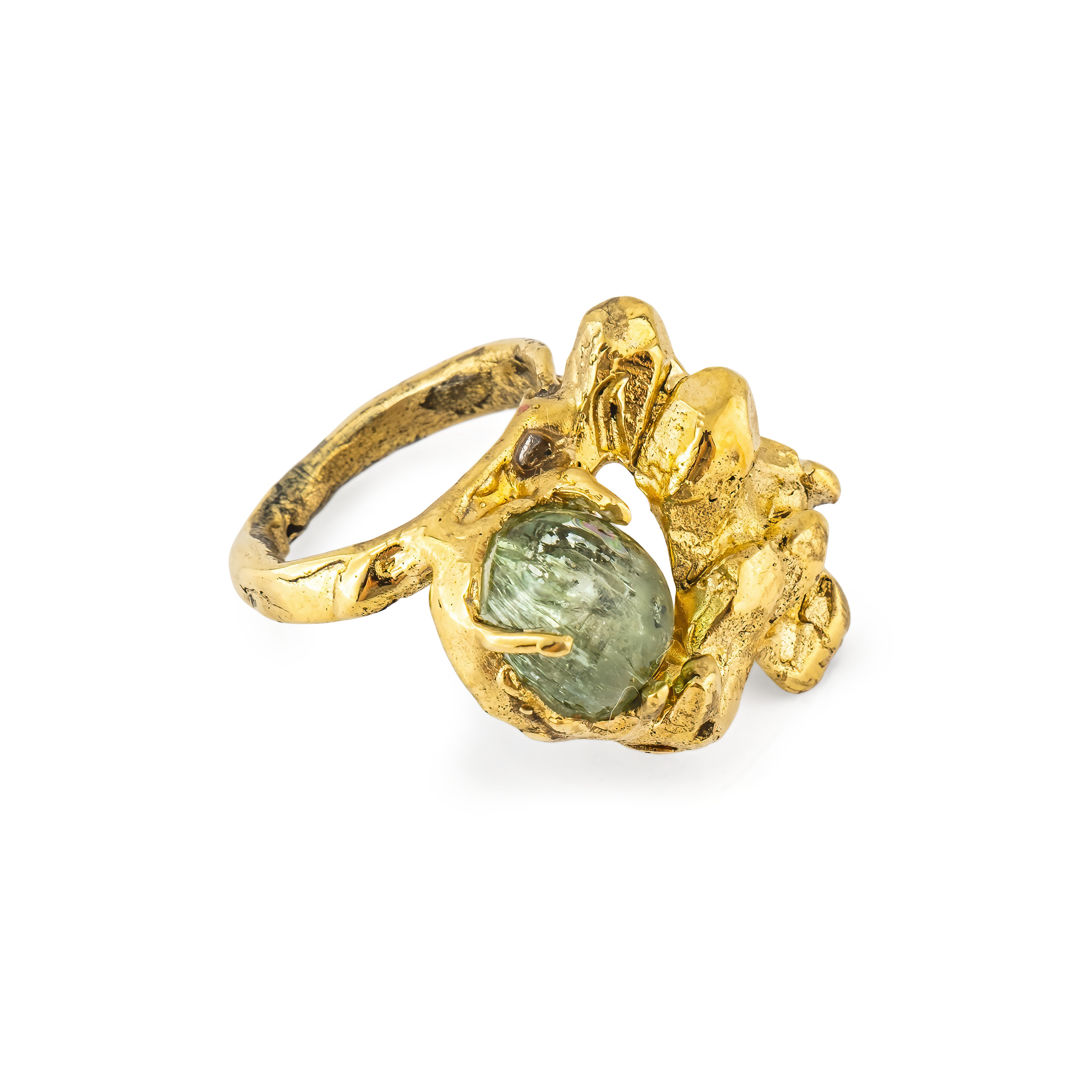 Brass ring with aquamarine