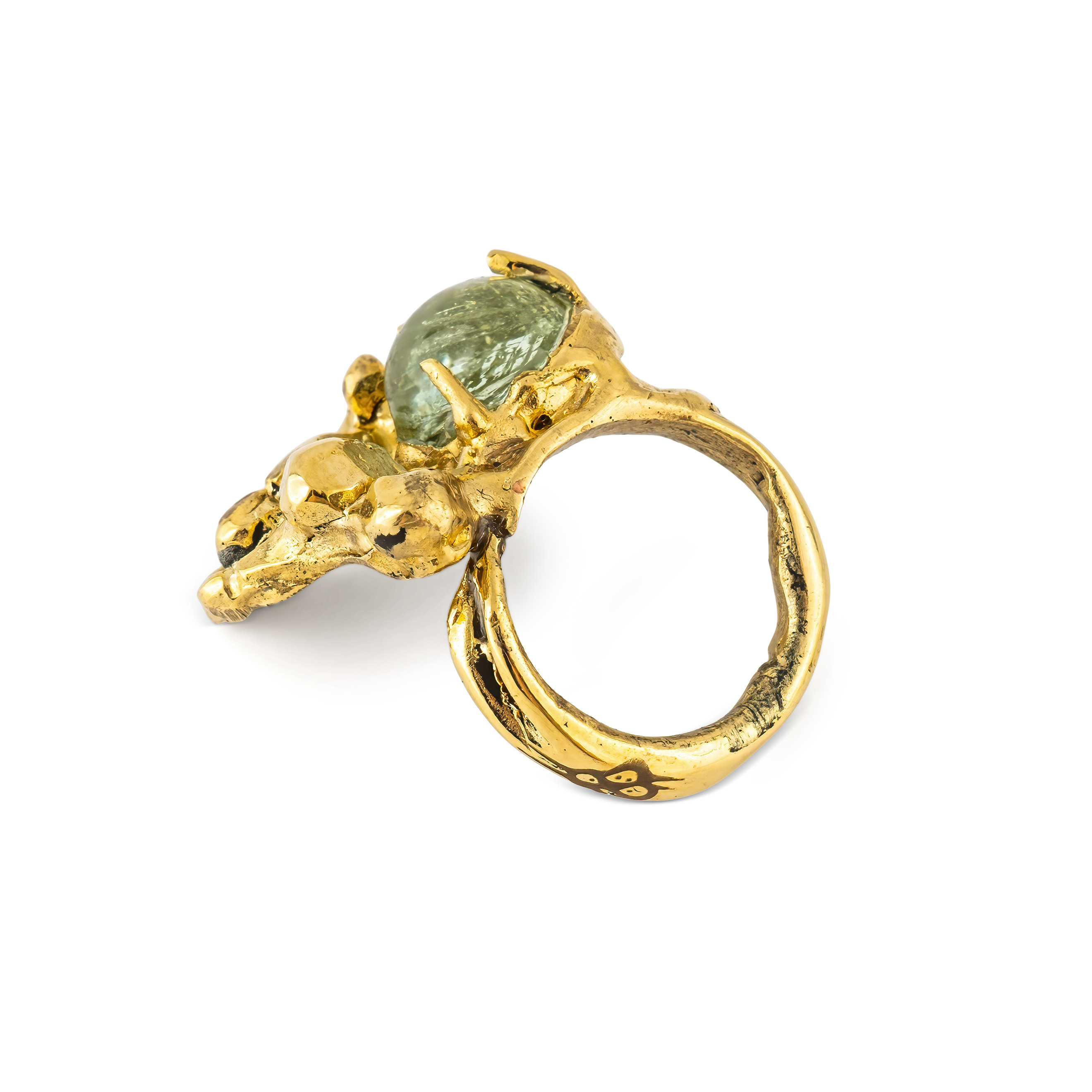 Brass ring with aquamarine