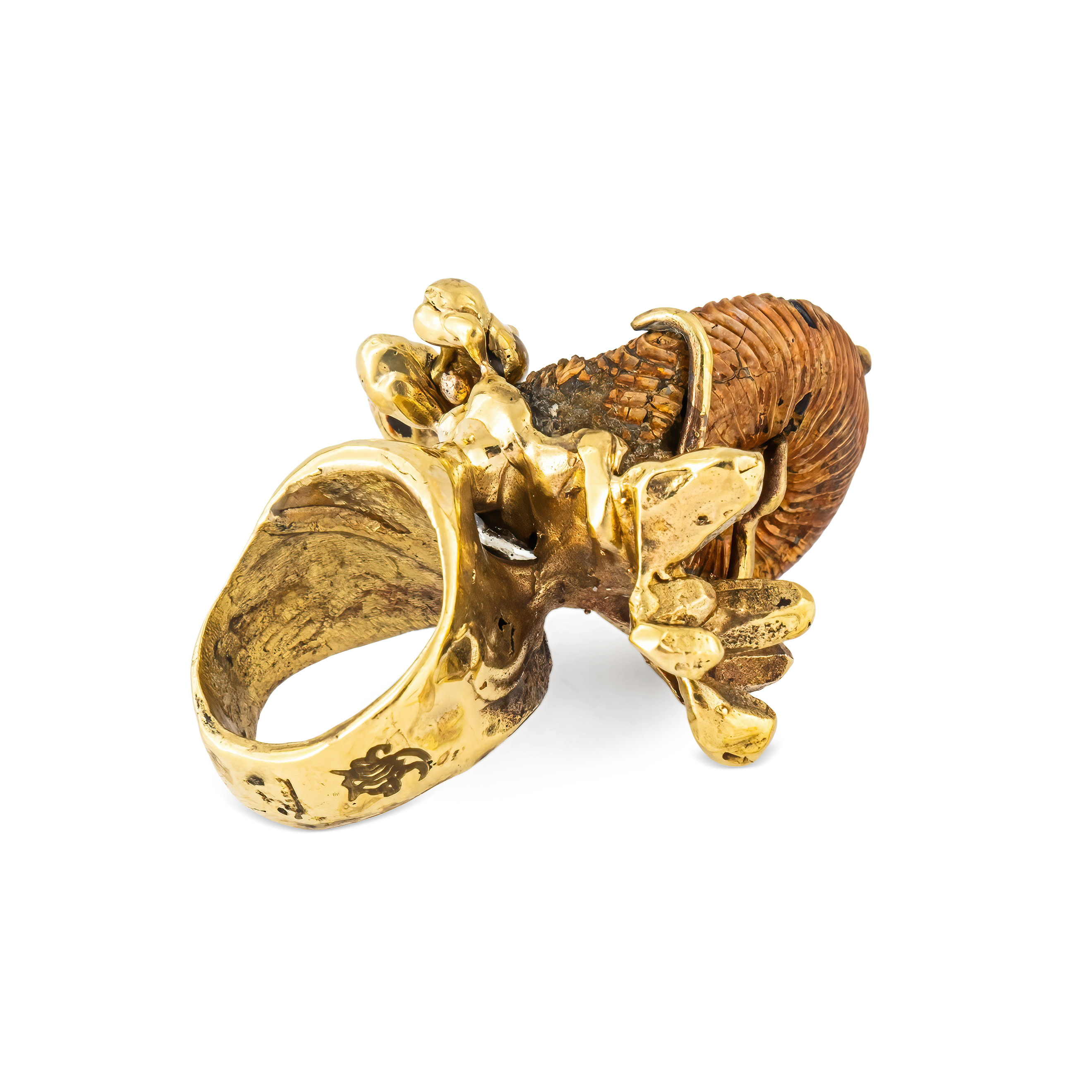 Brass ring with ammonite