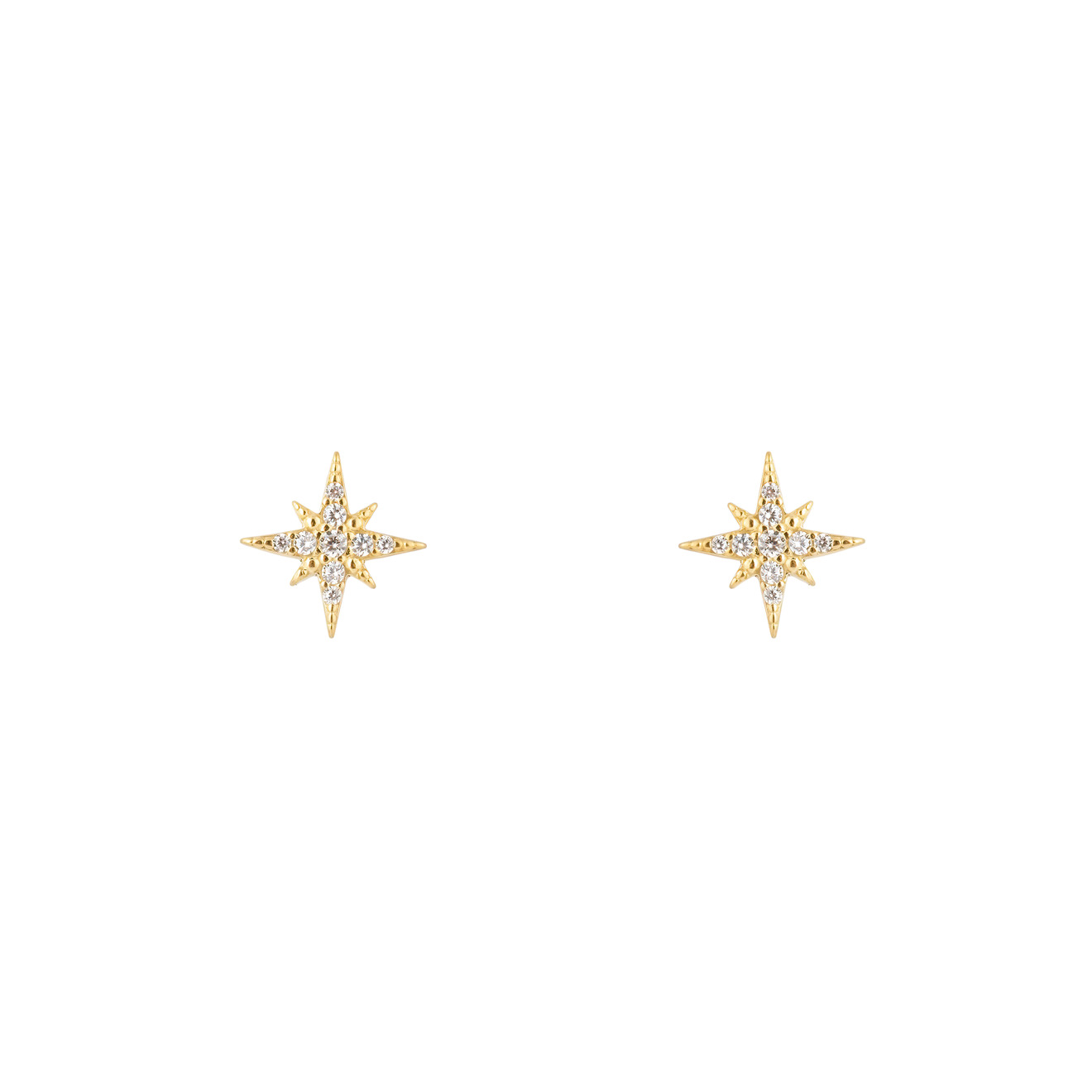 skye серебряные серьги пусеты круглые SKYE Позолоченные серьги-пусеты в виде большой восьмиконечной звезды