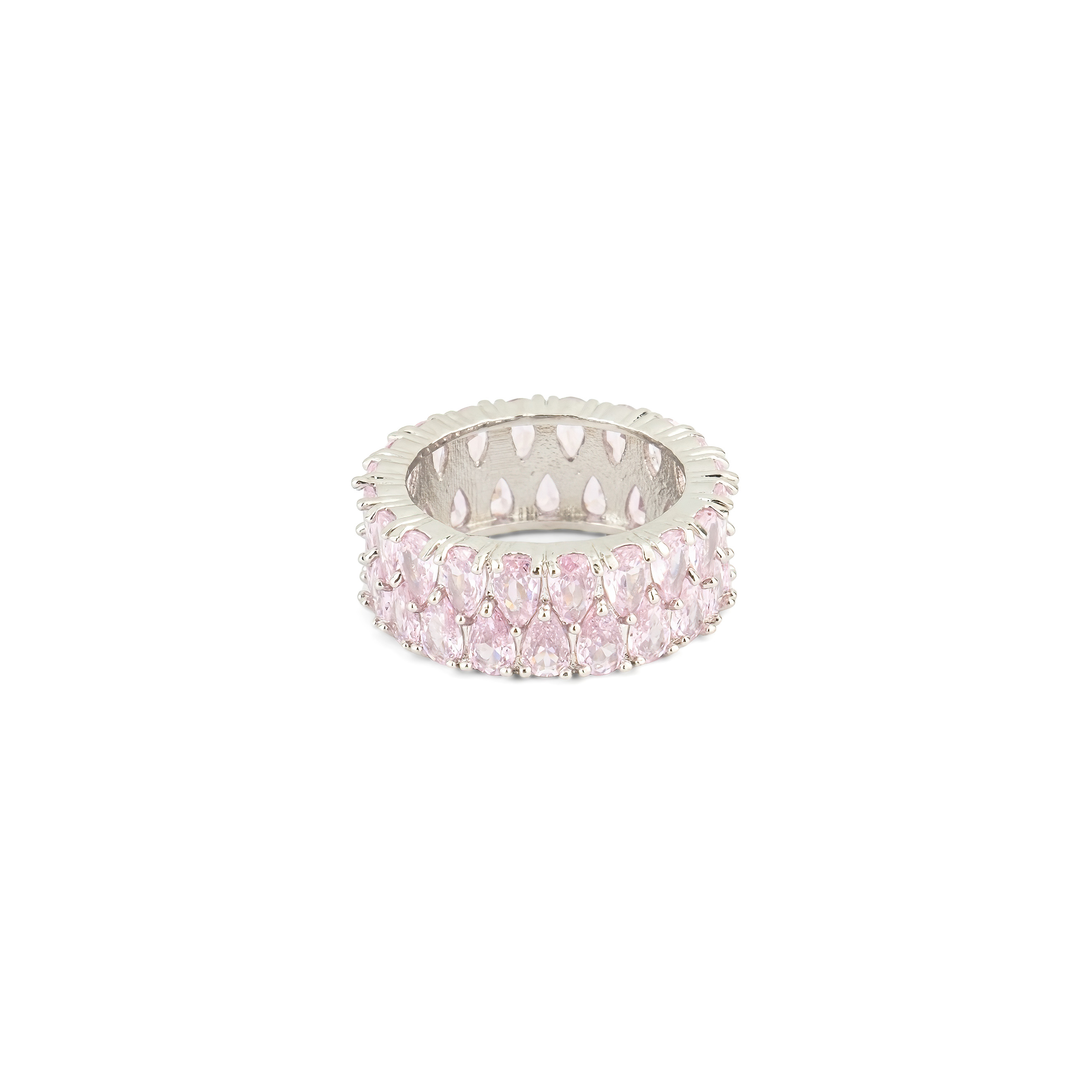 Silver ring with pink stones